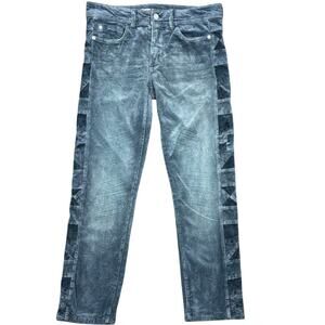 Anthropologie Pilcro Slim Boyfriend Crop‎ Corduroy Pants Blue Size 26 Petite